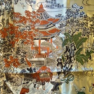 Chinese vintage Silk Fabric Piece New one piece 77”x52” Multicolor Golden